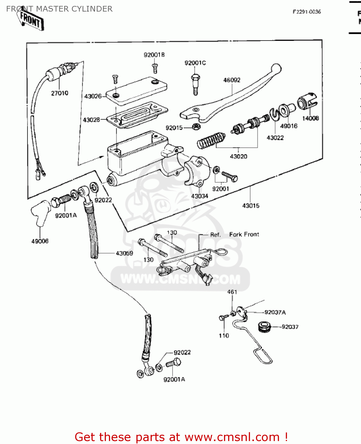 FRONT MASTER CYLINDER KZ750M1 CSR TWIN 1982 USA / MPH