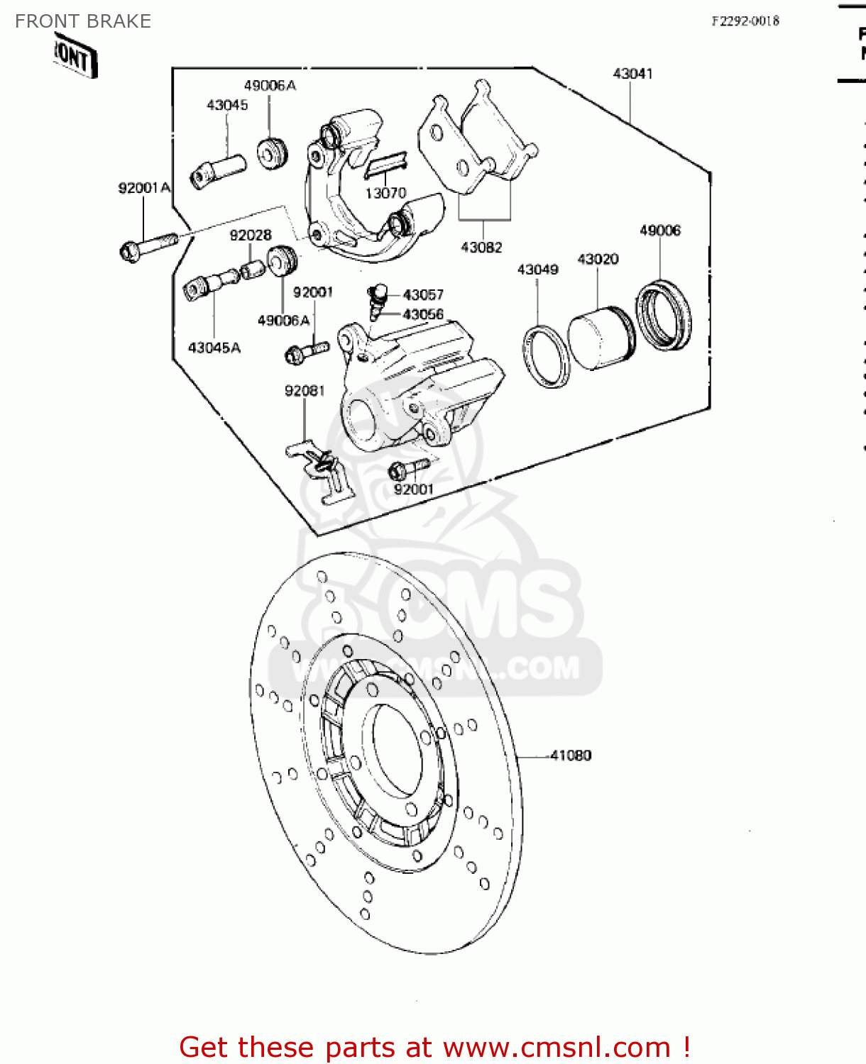 FRONT BRAKE KZ750M1 CSR TWIN 1982 USA / MPH