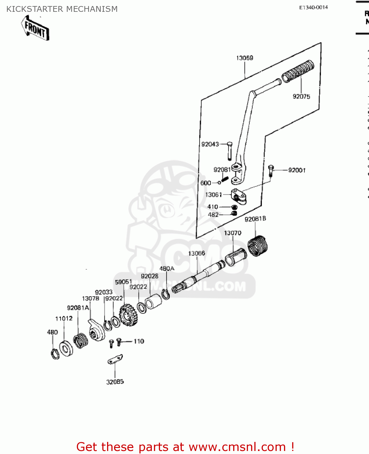 KICKSTARTER MECHANISM KZ750M1 CSR TWIN 1982 USA / MPH