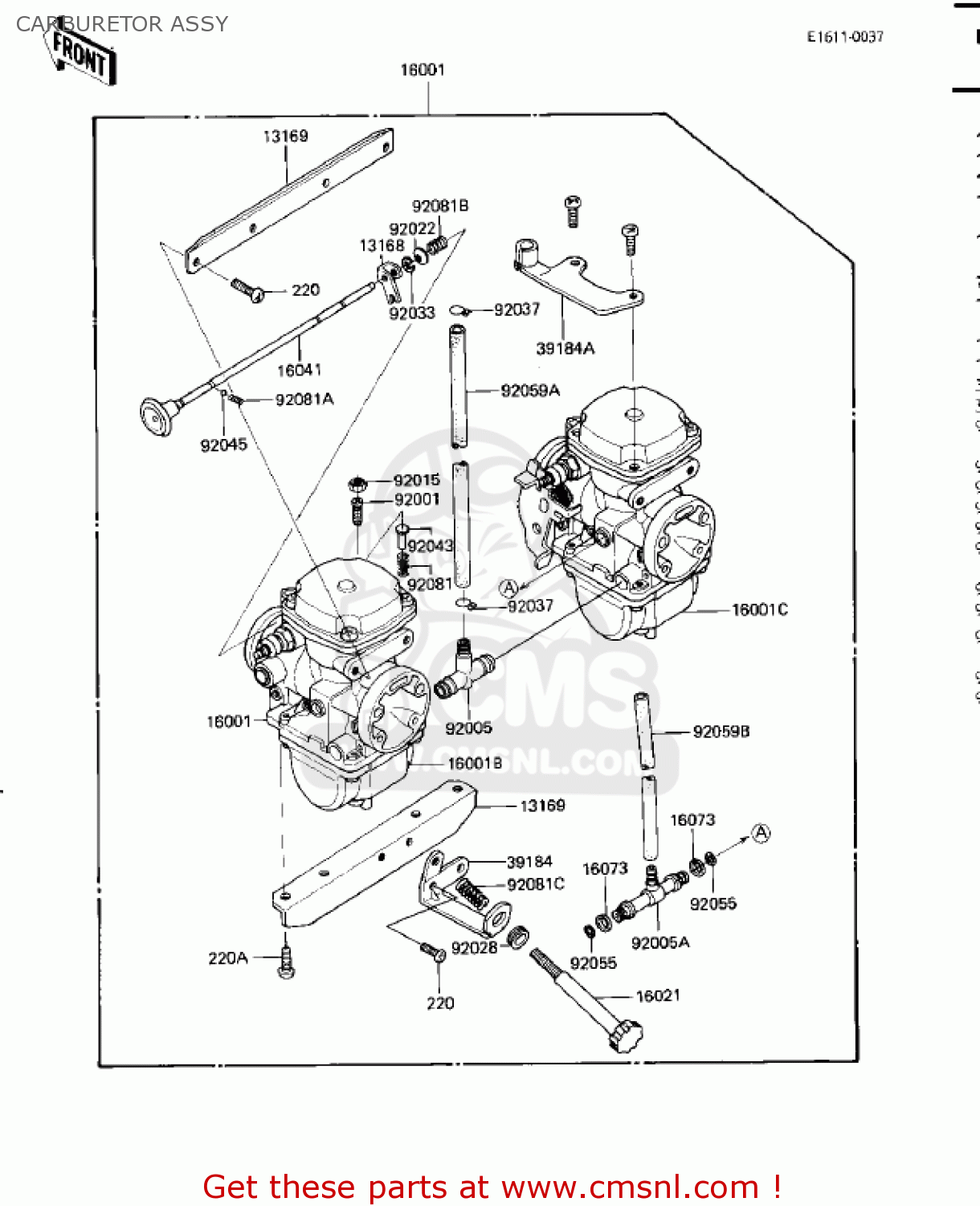 CARBURETOR ASSY KZ750M1 CSR TWIN 1982 USA / MPH