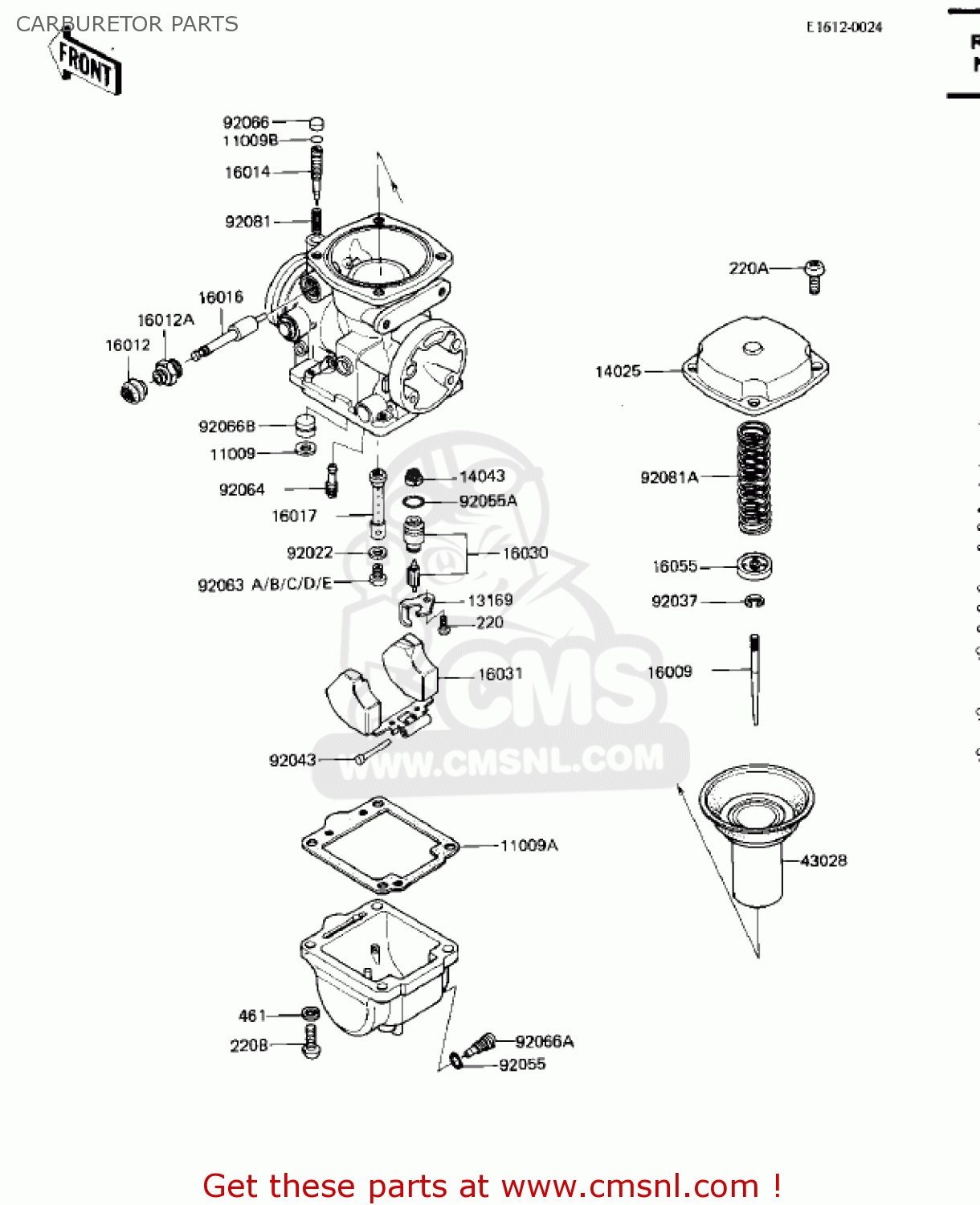 CARBURETOR PARTS KZ750M1 CSR TWIN 1982 USA / MPH