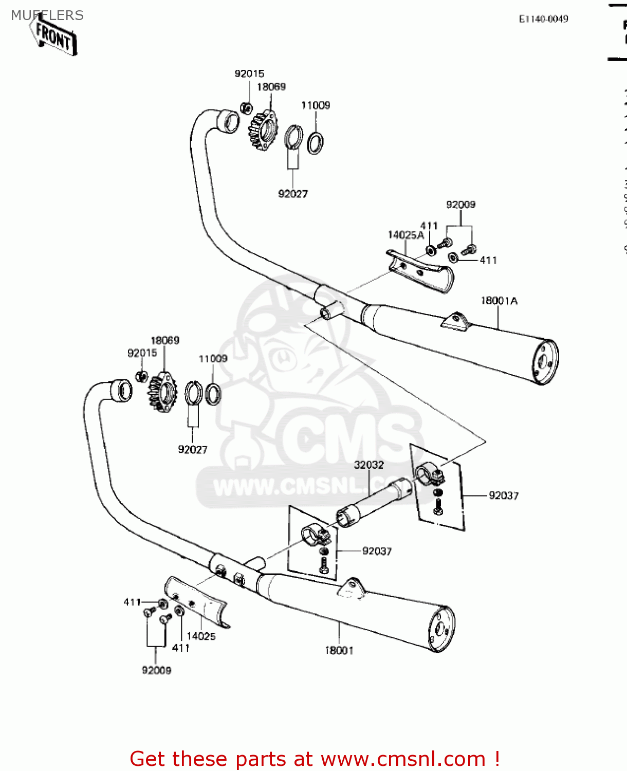 MUFFLERS KZ750M1 CSR TWIN 1982 USA / MPH