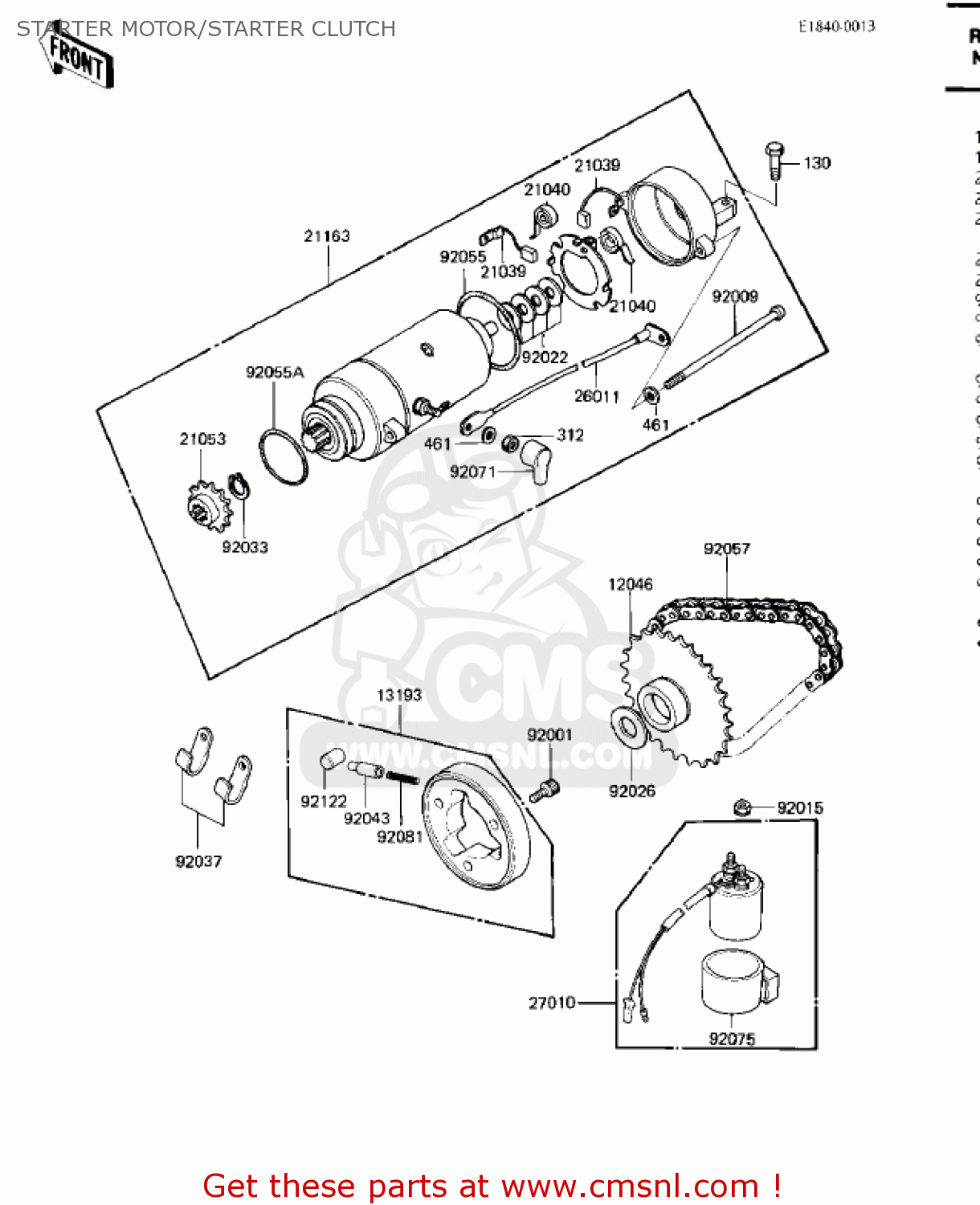 STARTER MOTOR/STARTER CLUTCH KZ750M1 CSR TWIN 1982 USA / MPH