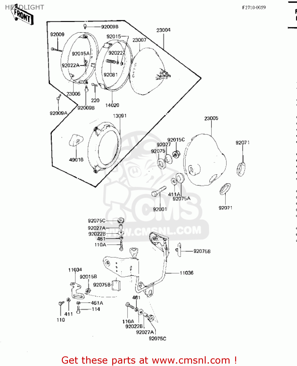 HEADLIGHT KZ750M1 CSR TWIN 1982 USA / MPH