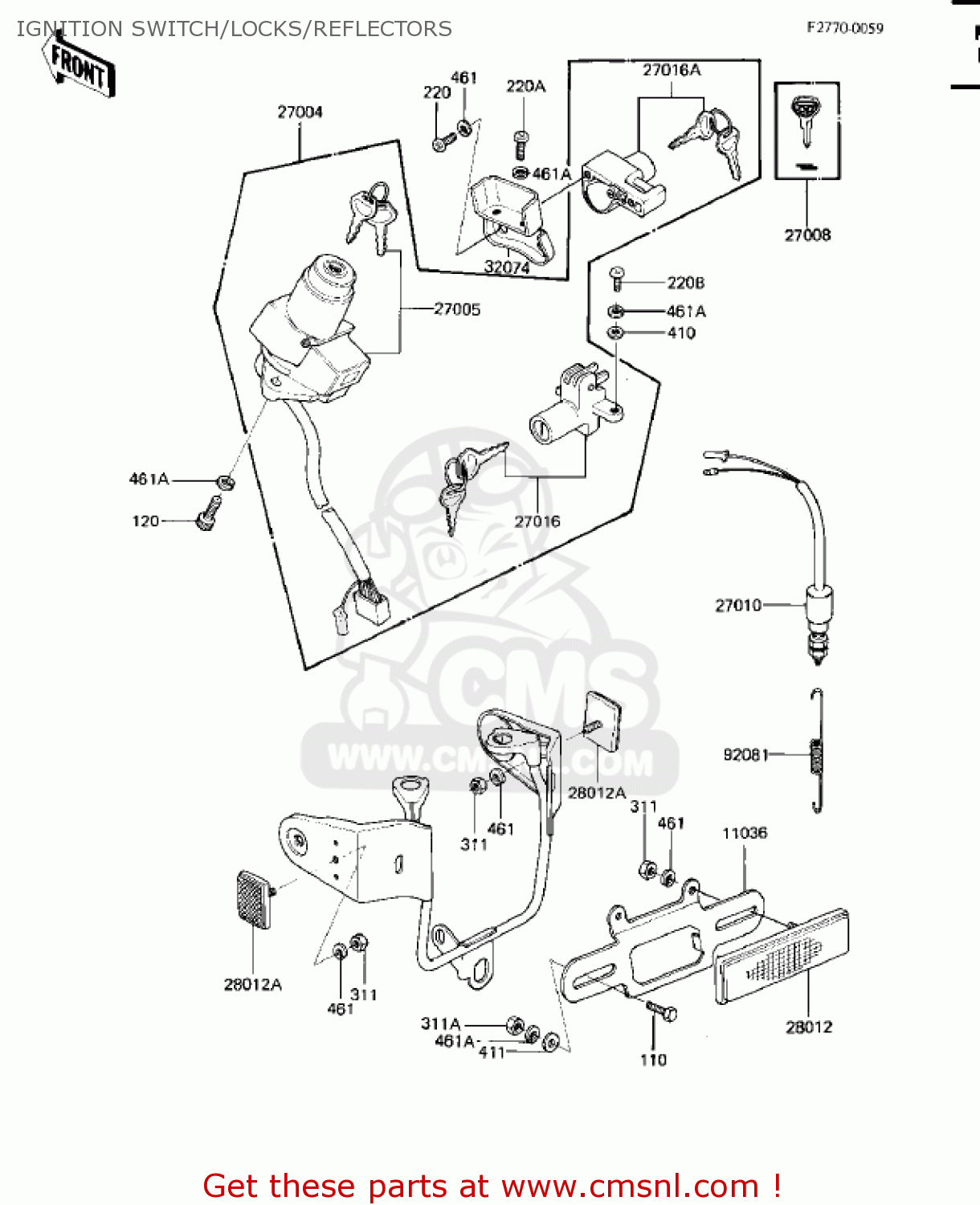 IGNITION SWITCH/LOCKS/REFLECTORS KZ750M1 CSR TWIN 1982 USA / MPH