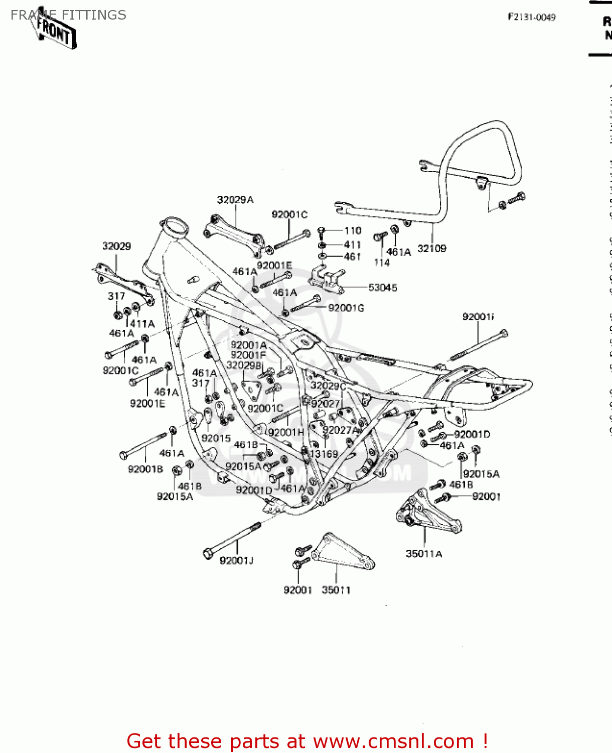 FRAME FITTINGS KZ750M1 CSR TWIN 1982 USA / MPH