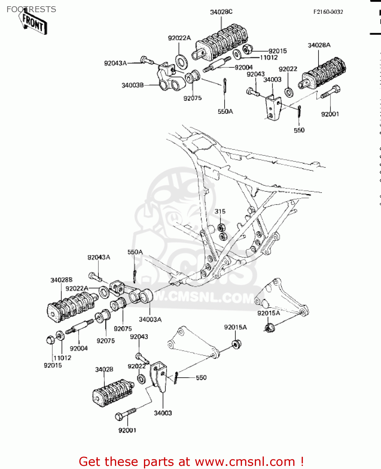 FOOTRESTS KZ750M1 CSR TWIN 1982 USA / MPH