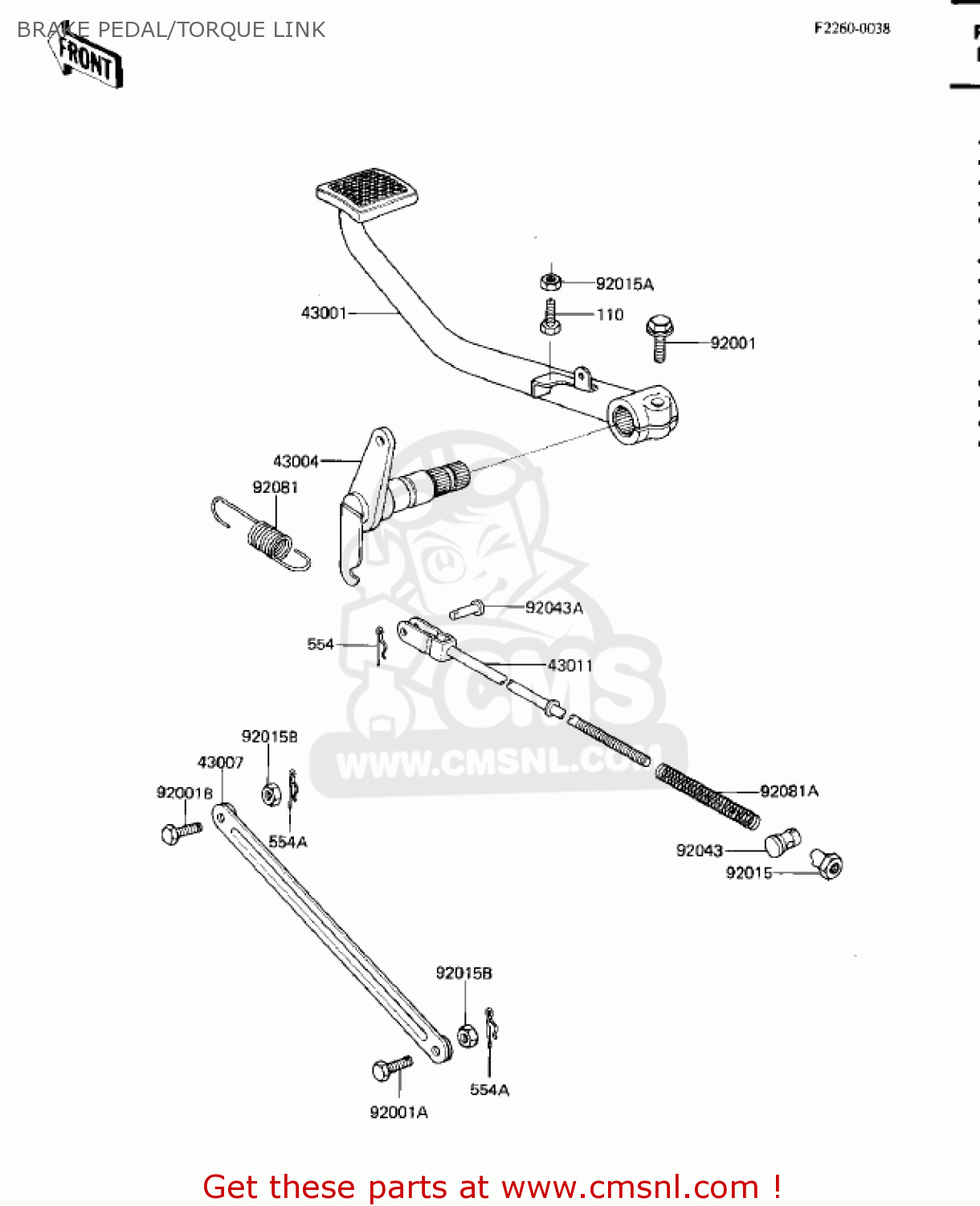 BRAKE PEDAL/TORQUE LINK KZ750M1 CSR TWIN 1982 USA / MPH