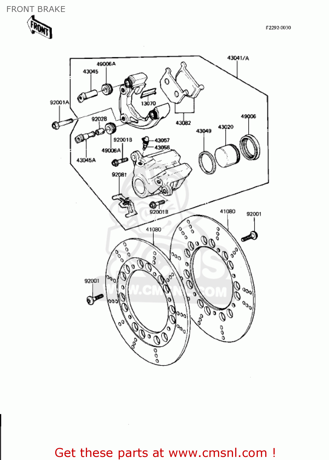FRONT BRAKE KZ750N1 SPECTRE 1982 USA CANADA