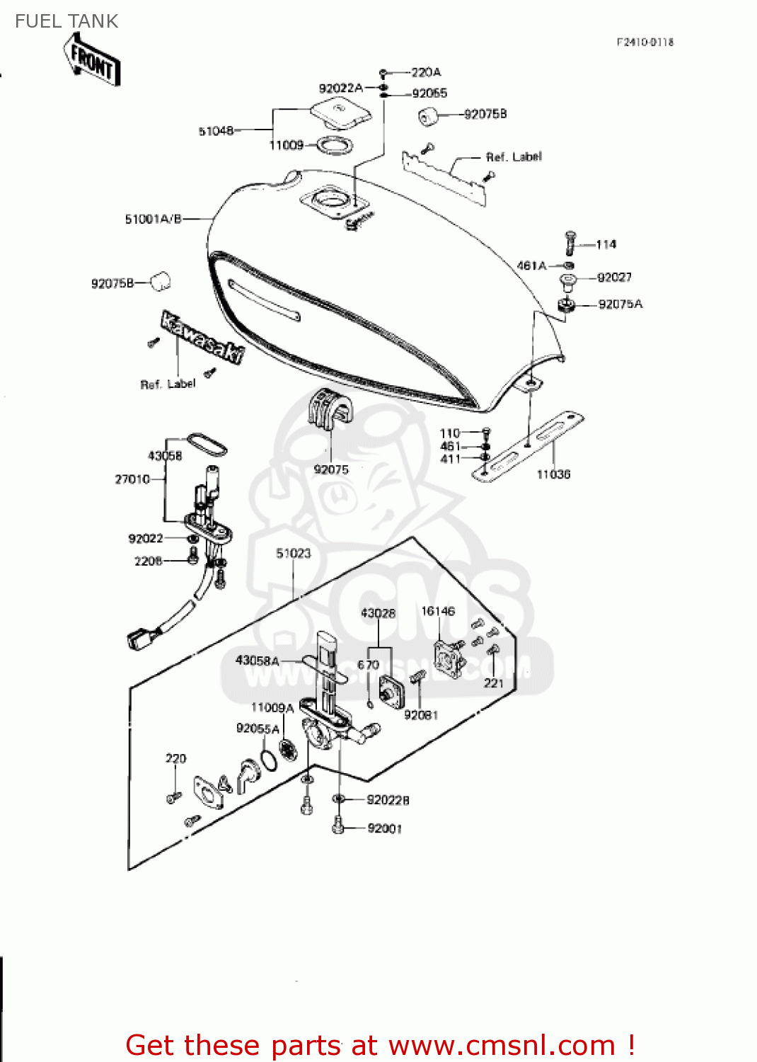 FUEL TANK KZ750N1 SPECTRE 1982 USA CANADA