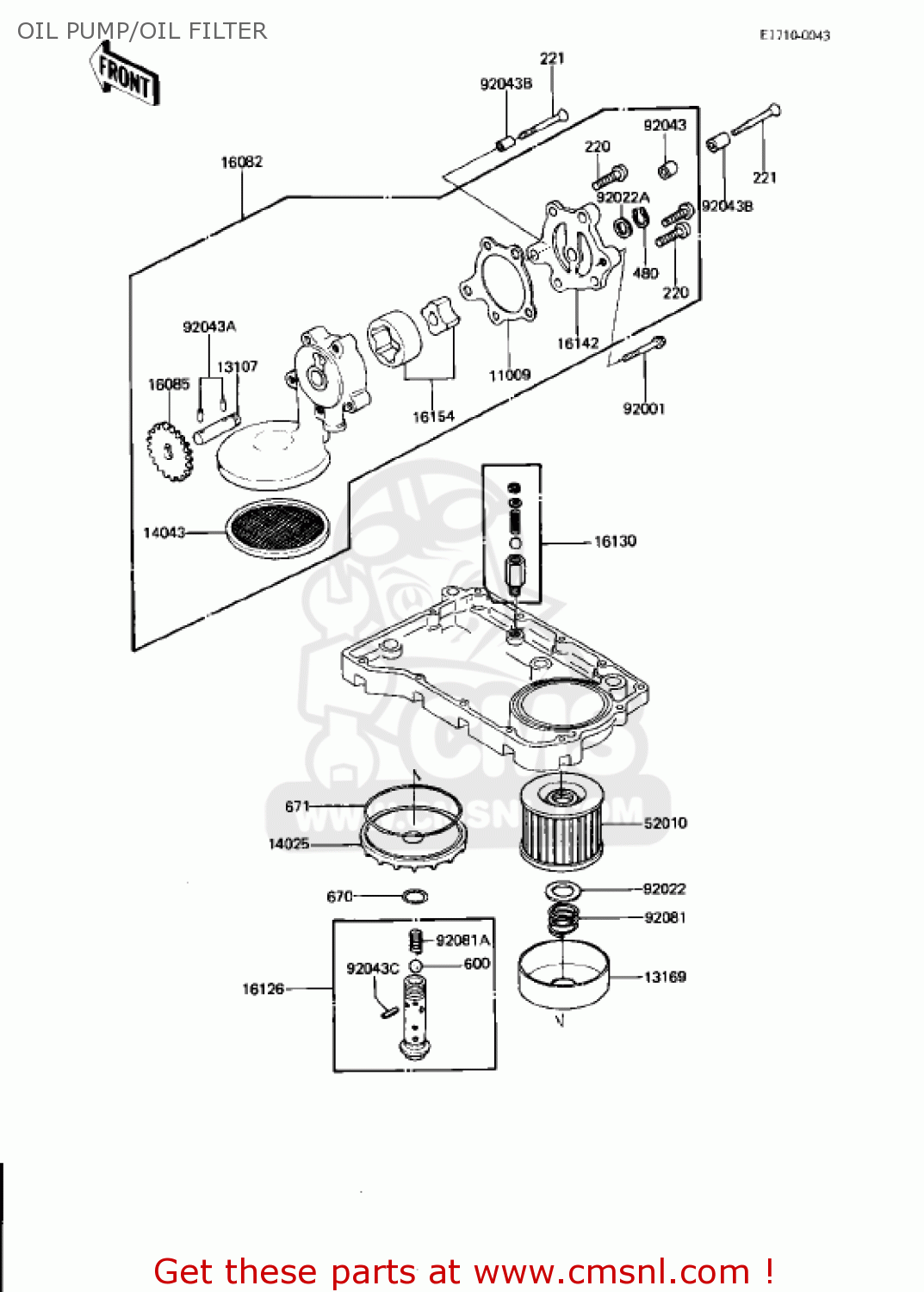 OIL PUMP/OIL FILTER KZ750N1 SPECTRE 1982 USA CANADA
