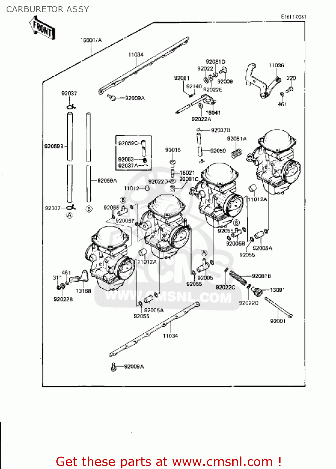 CARBURETOR ASSY KZ750N1 SPECTRE 1982 USA CANADA