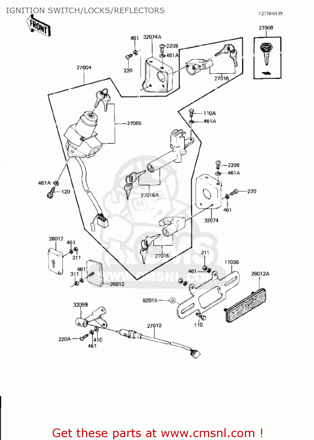 IGNITION SWITCH/LOCKS/REFLECTORS KZ750N1 SPECTRE 1982 USA CANADA