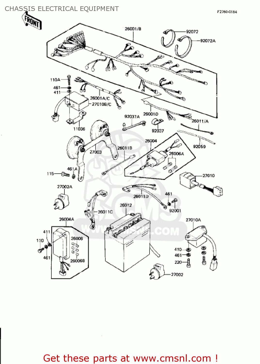 CHASSIS ELECTRICAL EQUIPMENT KZ750N1 SPECTRE 1982 USA CANADA