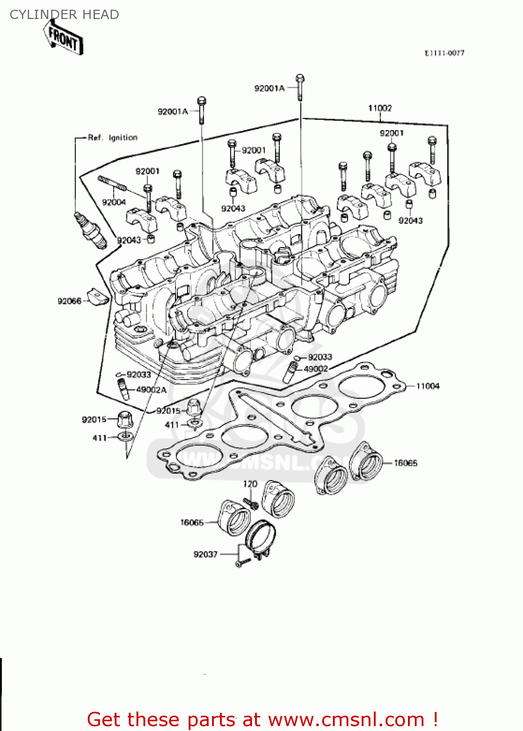 CYLINDER HEAD KZ750N1 SPECTRE 1982 USA CANADA