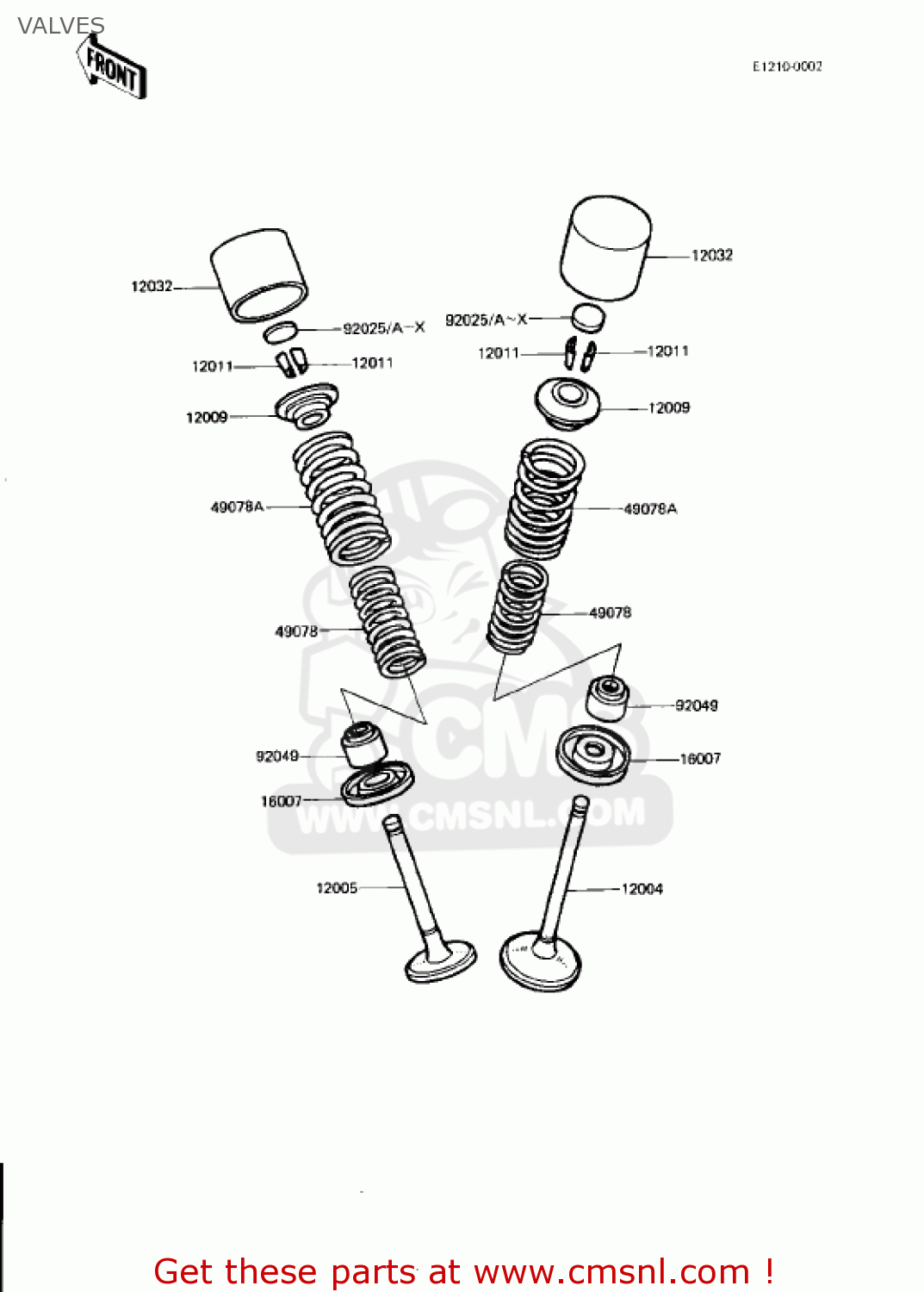 VALVES KZ750N1 SPECTRE 1982 USA CANADA