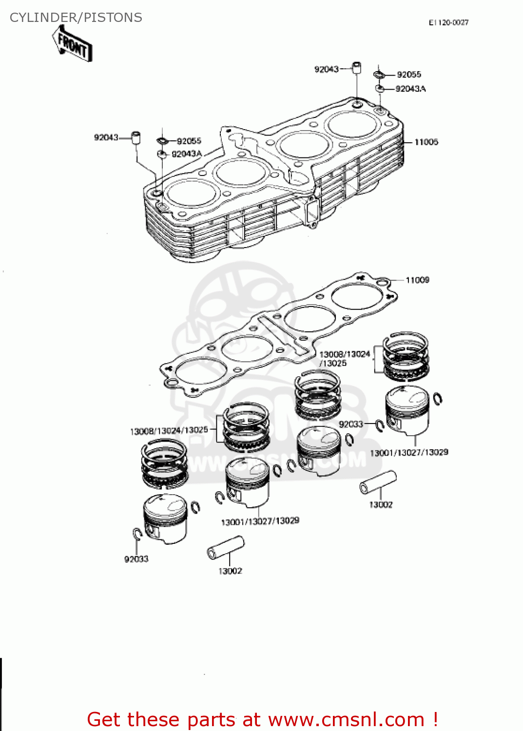CYLINDER/PISTONS KZ750N1 SPECTRE 1982 USA CANADA