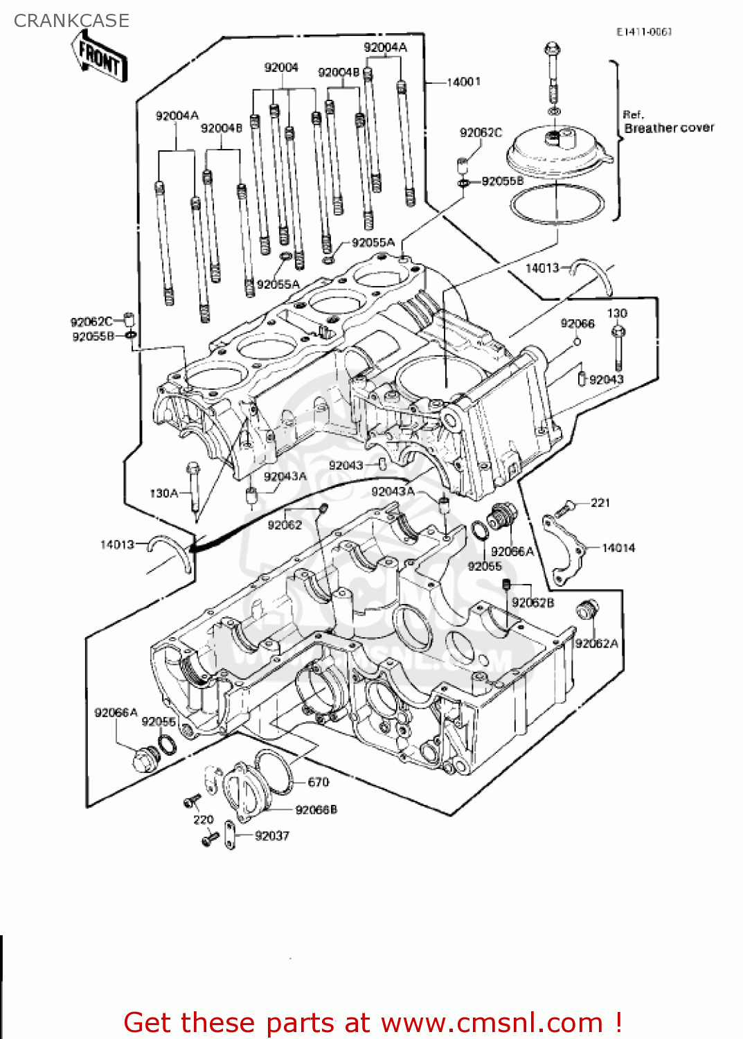 CRANKCASE KZ750N1 SPECTRE 1982 USA CANADA