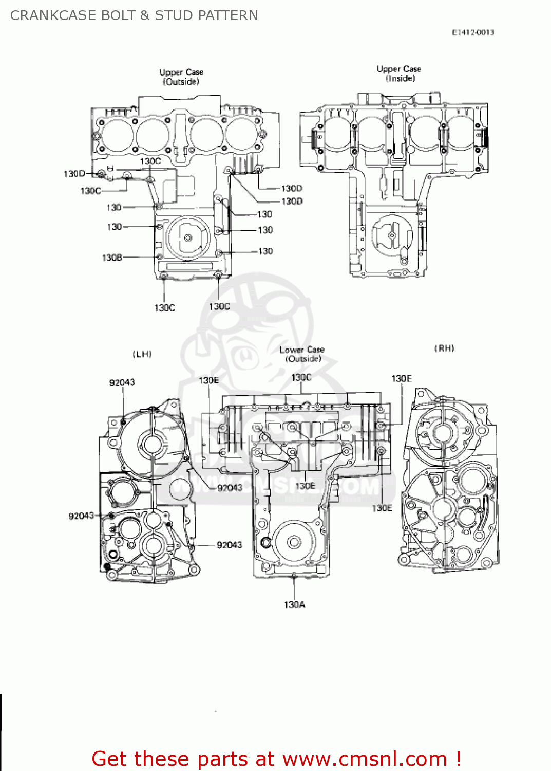 CRANKCASE BOLT & STUD PATTERN KZ750N1 SPECTRE 1982 USA CANADA