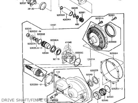 DRIVE SHAFT/FINAL GEARS - KZ750N1 SPECTRE 1982 USA CANADA