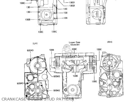 CRANKCASE BOLT & STUD PATTERN - KZ750N1 SPECTRE 1982 USA CANADA