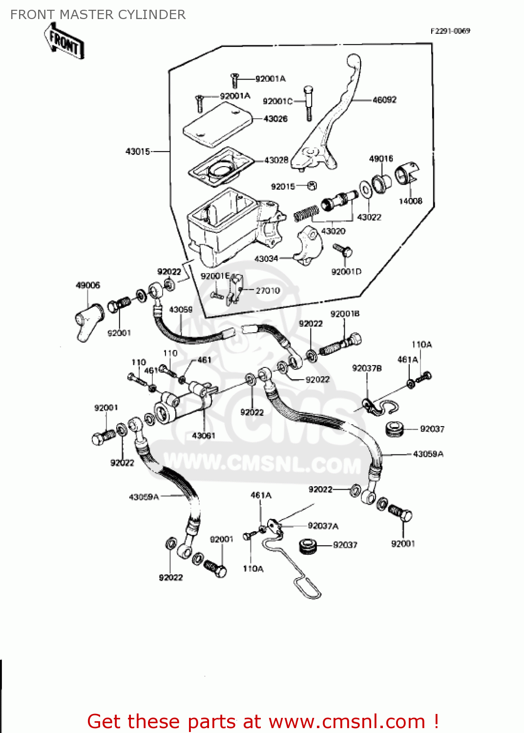 FRONT MASTER CYLINDER KZ750N2 SPECTRE 1983 USA CANADA