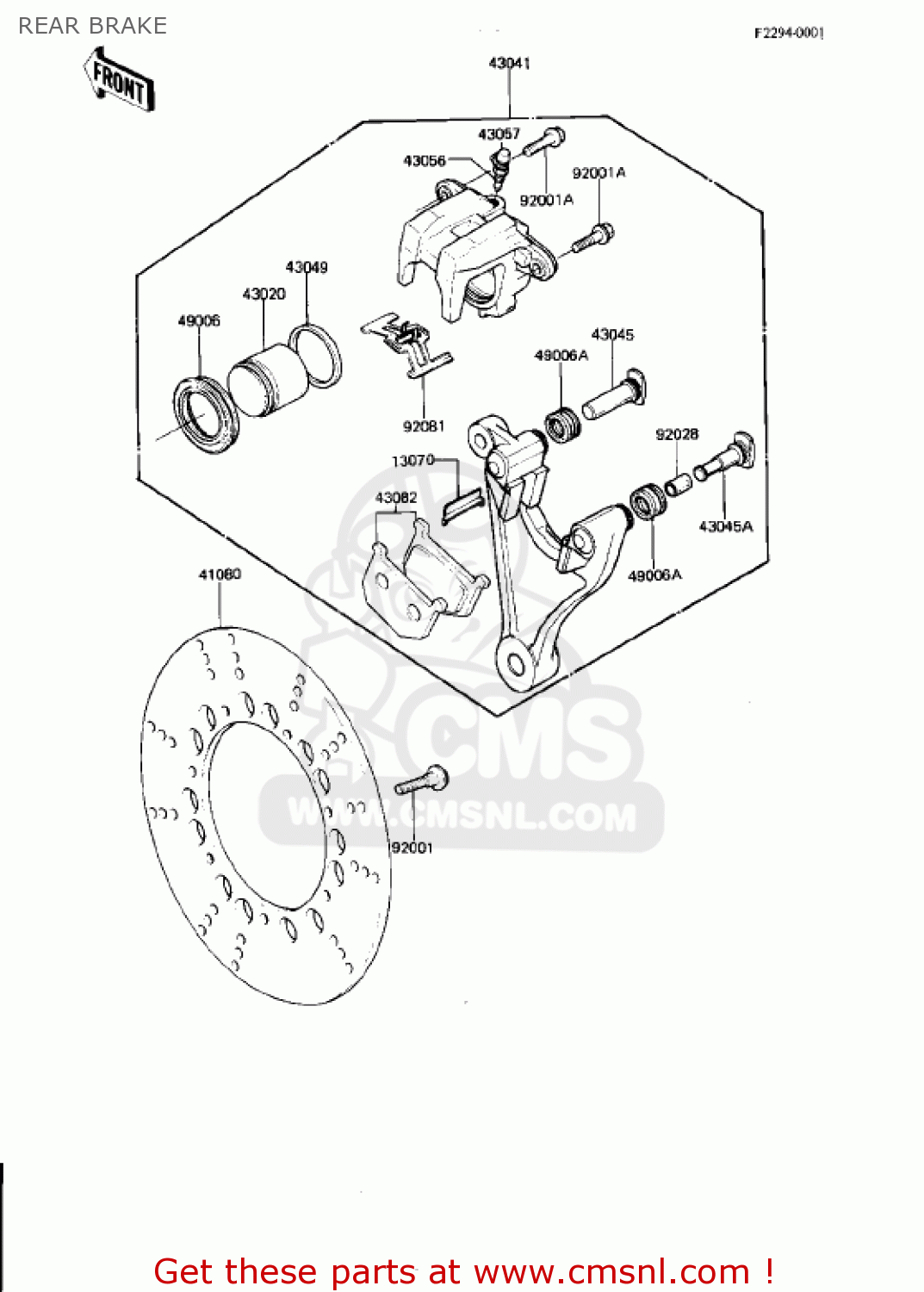 REAR BRAKE KZ750N2 SPECTRE 1983 USA CANADA