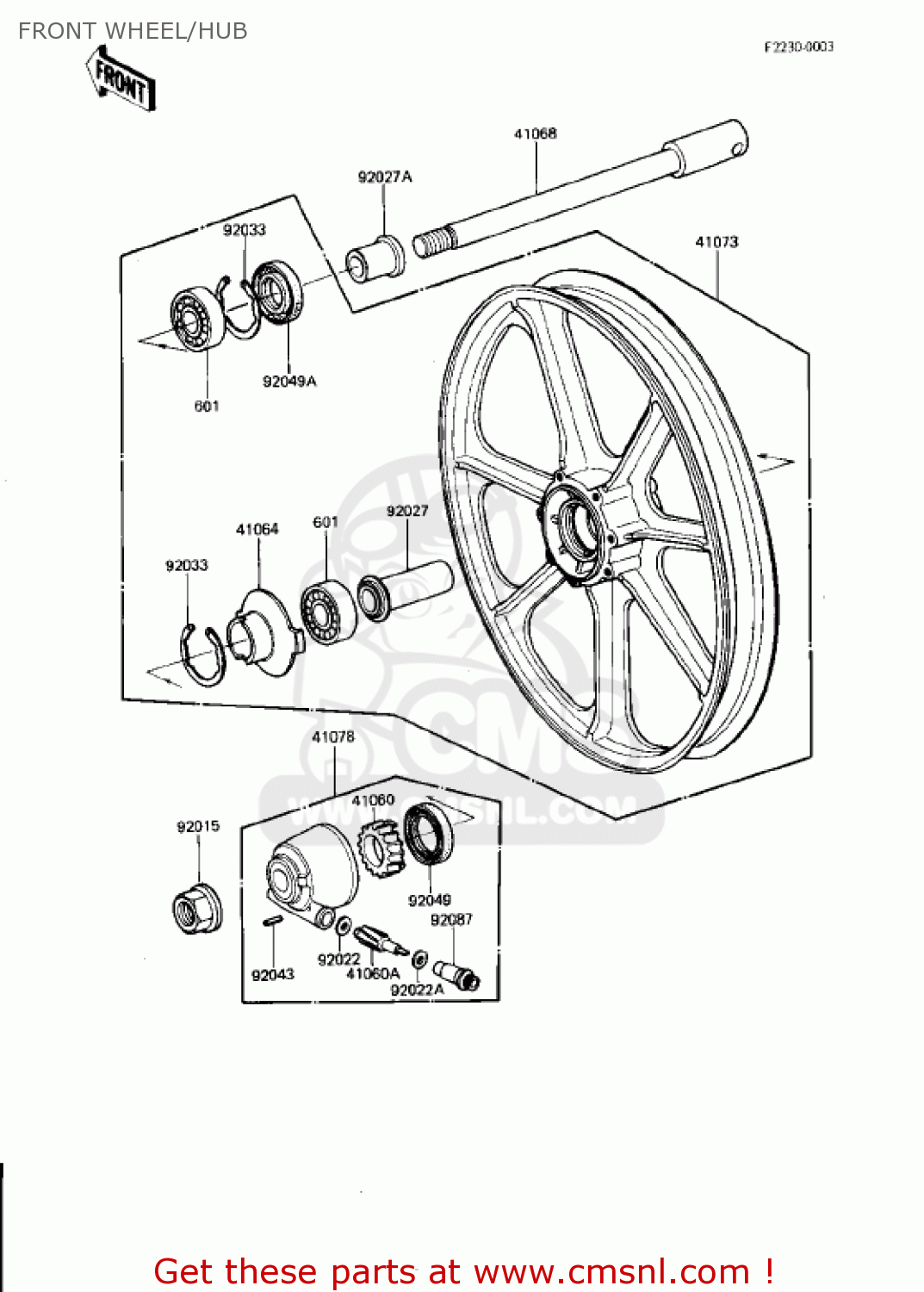 FRONT WHEEL/HUB KZ750N2 SPECTRE 1983 USA CANADA