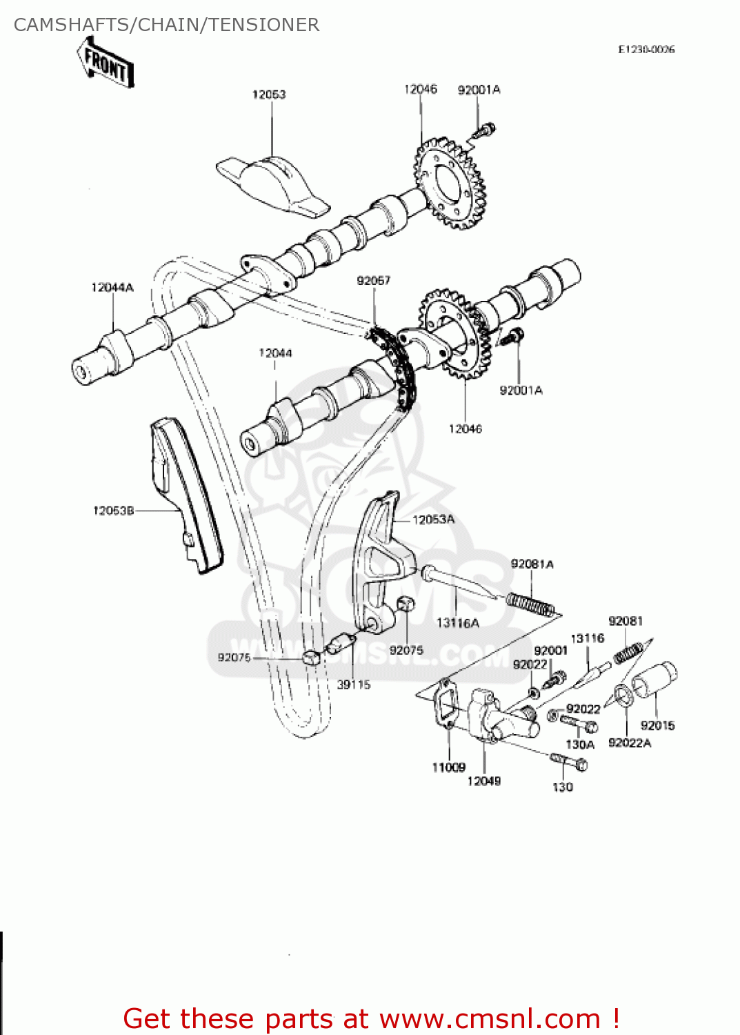 CAMSHAFTS/CHAIN/TENSIONER KZ750N2 SPECTRE 1983 USA CANADA