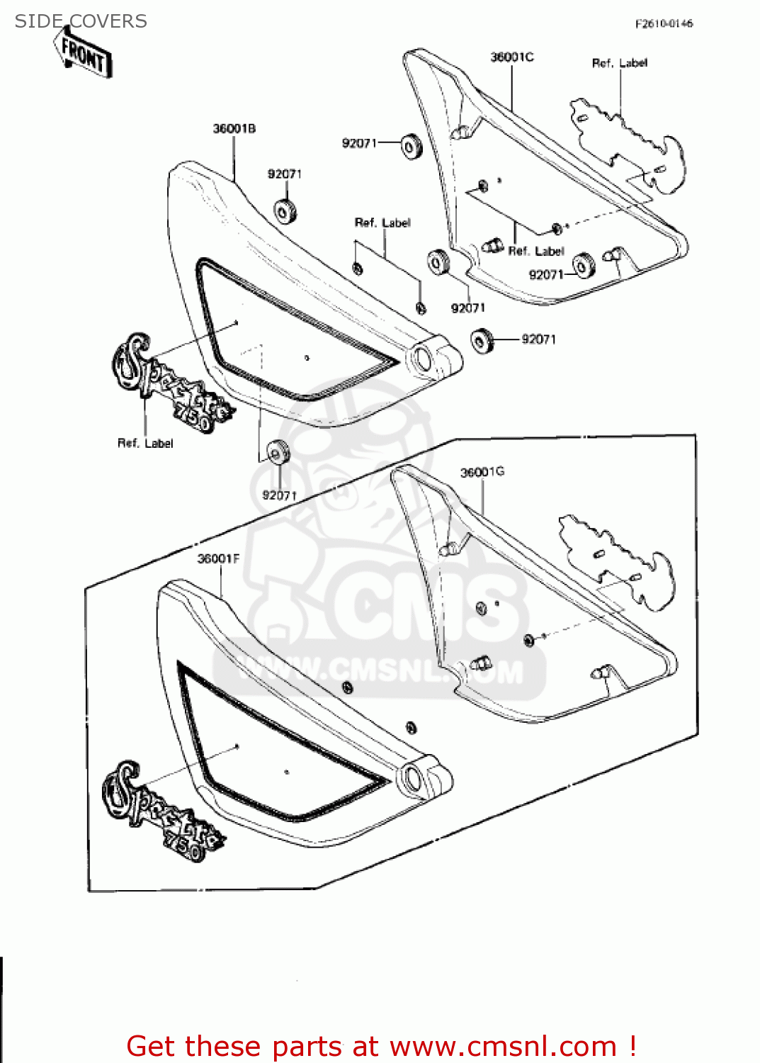 SIDE COVERS KZ750N2 SPECTRE 1983 USA CANADA
