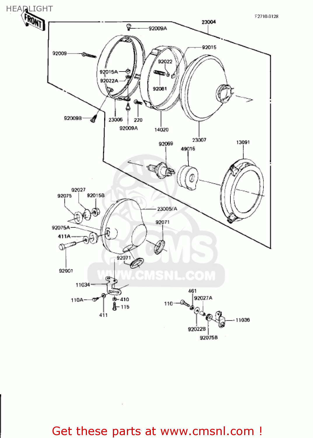 HEADLIGHT KZ750N2 SPECTRE 1983 USA CANADA