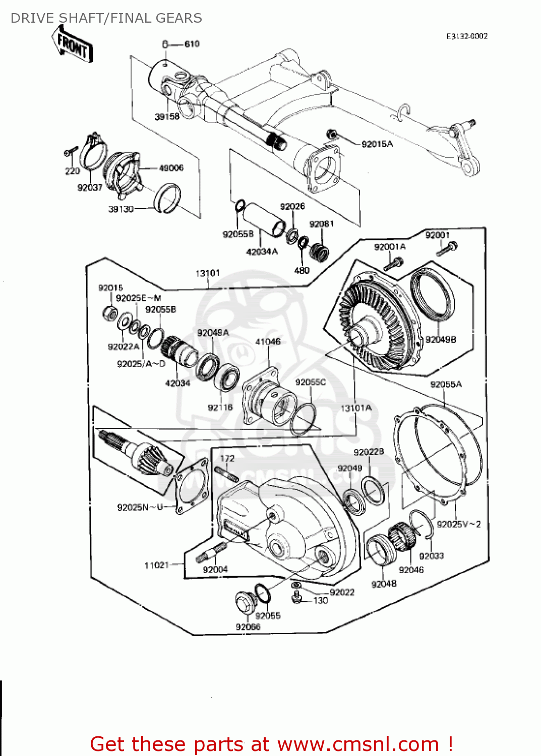 DRIVE SHAFT/FINAL GEARS KZ750N2 SPECTRE 1983 USA CANADA