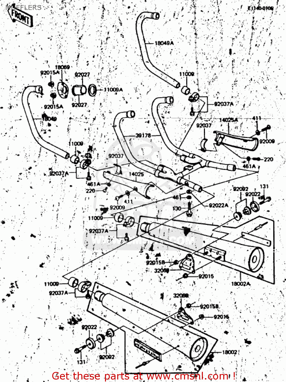 MUFFLERS KZ750N2 SPECTRE 1983 USA CANADA