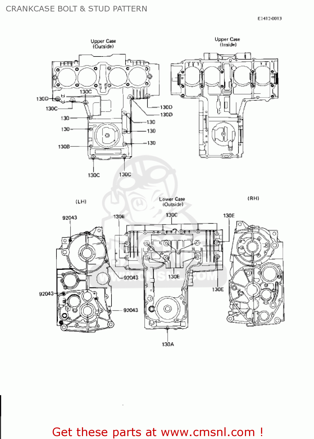 CRANKCASE BOLT & STUD PATTERN KZ750N2 SPECTRE 1983 USA CANADA