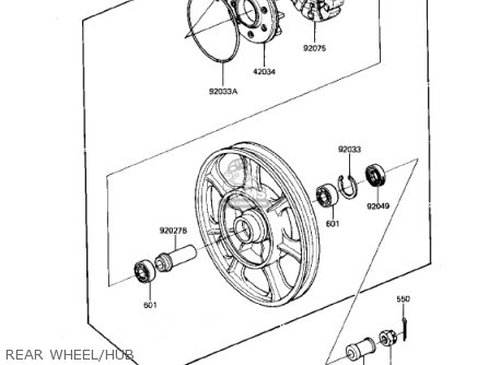 REAR WHEEL/HUB - KZ750N2 SPECTRE 1983 USA CANADA