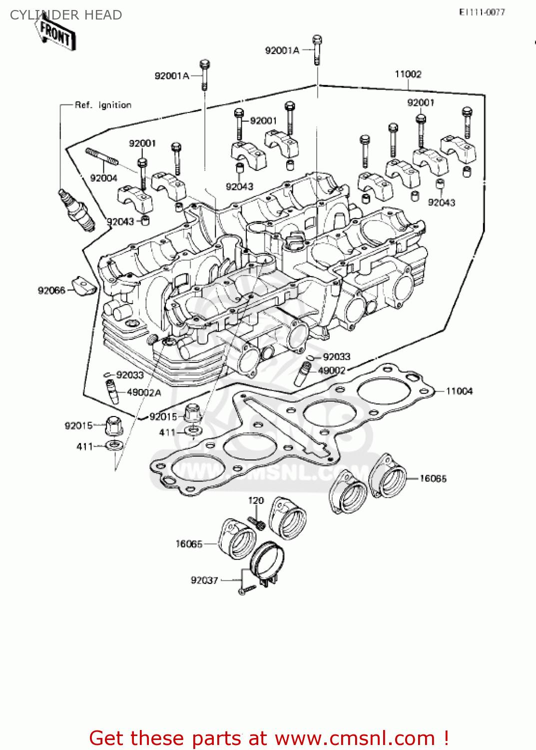 CYLINDER HEAD KZ750R1 GPZ 1982 USA CANADA