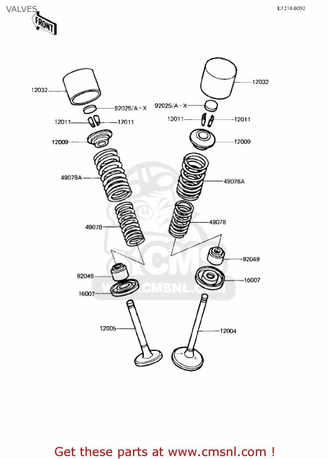VALVES KZ750R1 GPZ 1982 USA CANADA