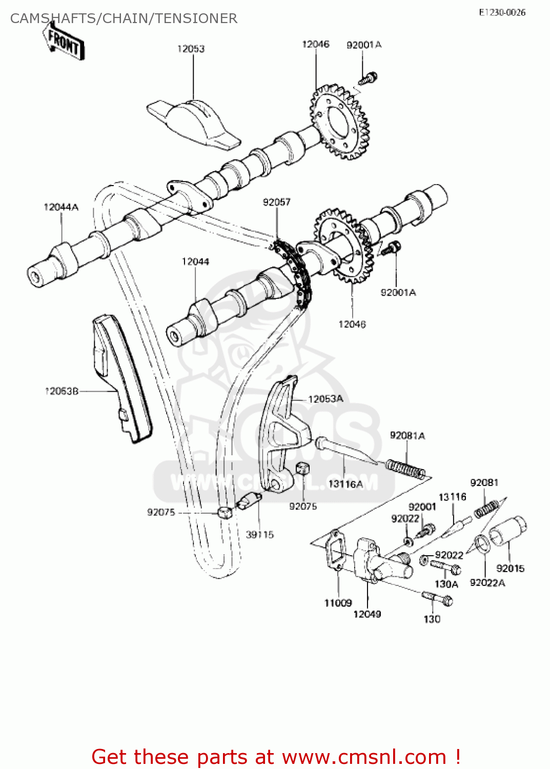 CAMSHAFTS/CHAIN/TENSIONER KZ750R1 GPZ 1982 USA CANADA