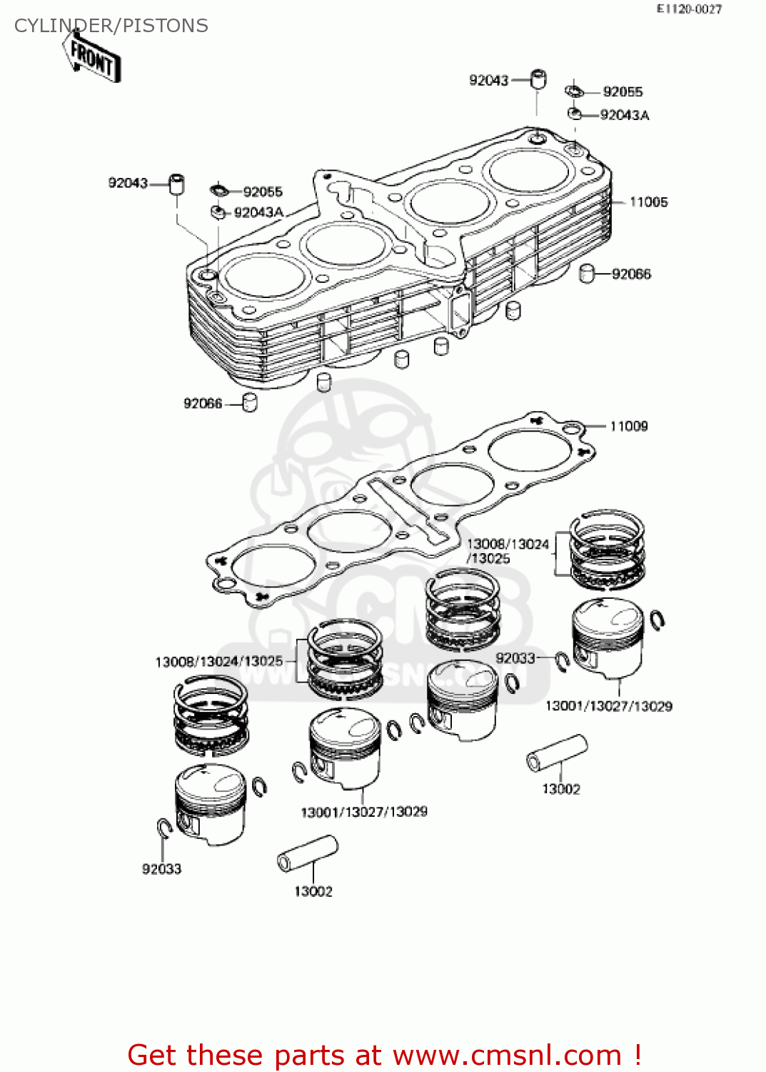 CYLINDER/PISTONS KZ750R1 GPZ 1982 USA CANADA