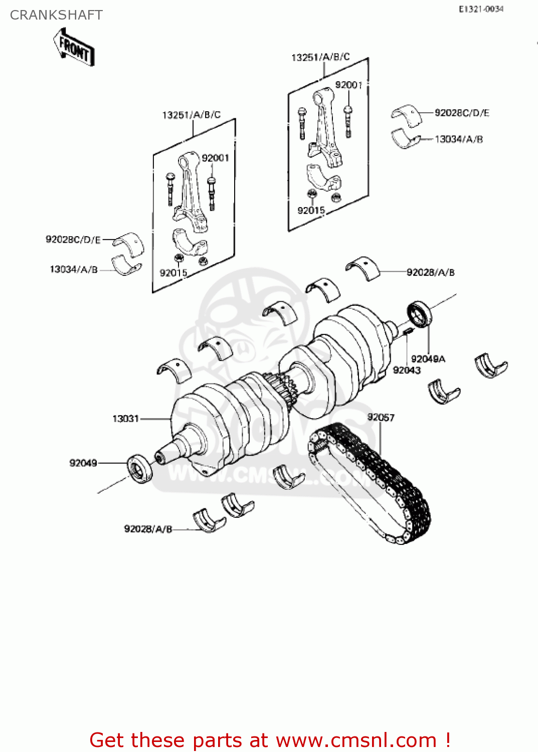 CRANKSHAFT KZ750R1 GPZ 1982 USA CANADA
