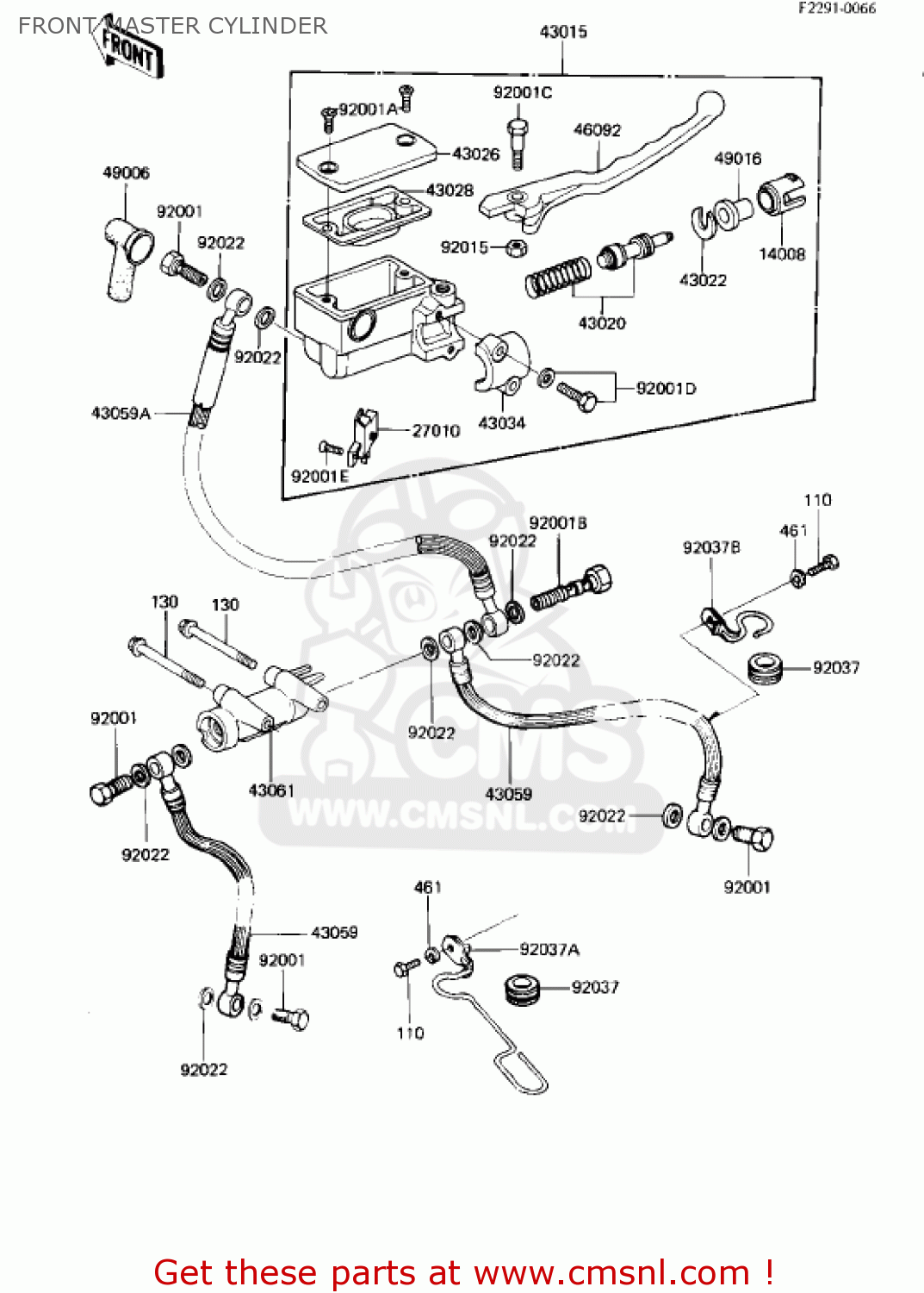 FRONT MASTER CYLINDER KZ750R1 GPZ 1982 USA CANADA