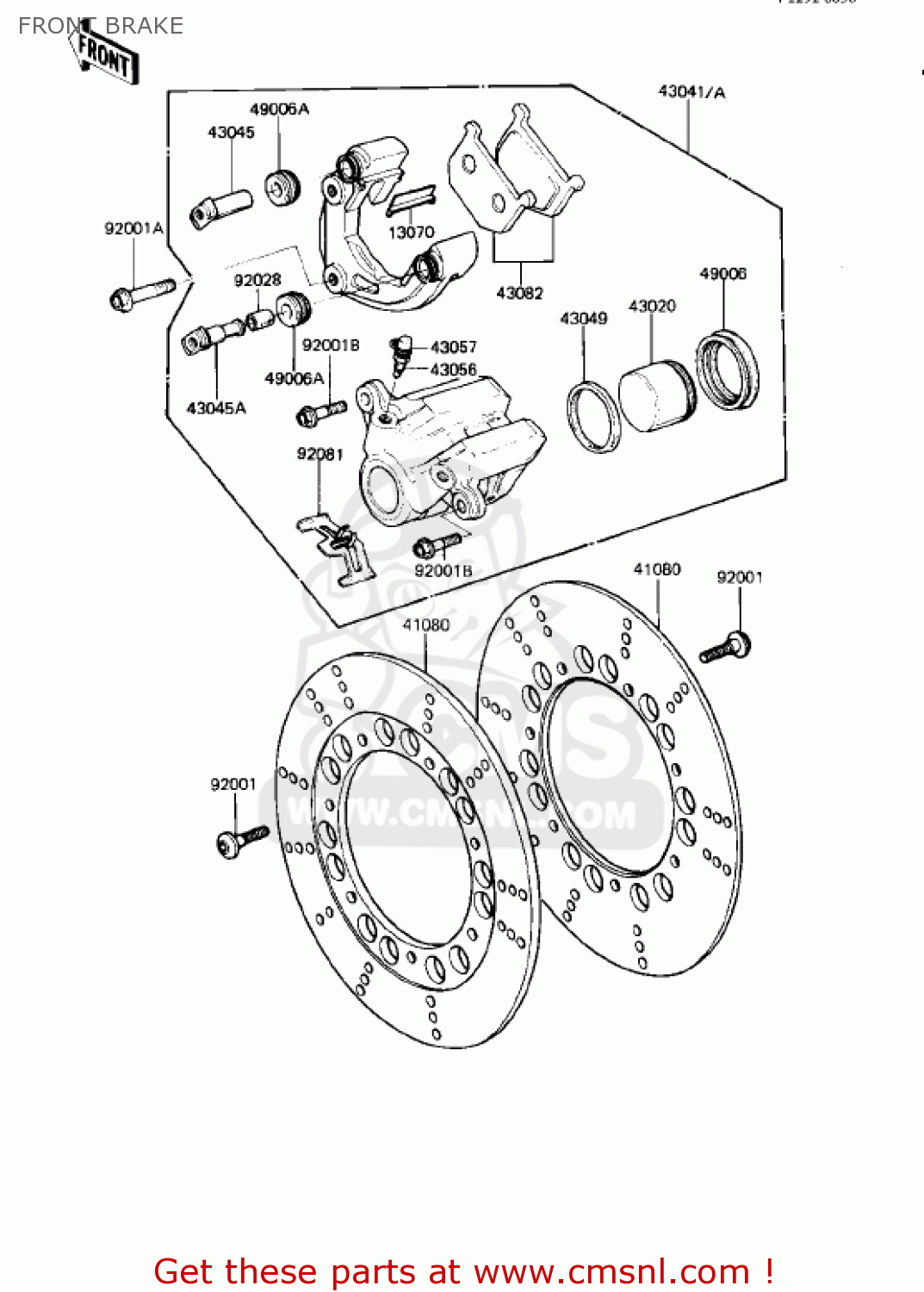FRONT BRAKE KZ750R1 GPZ 1982 USA CANADA