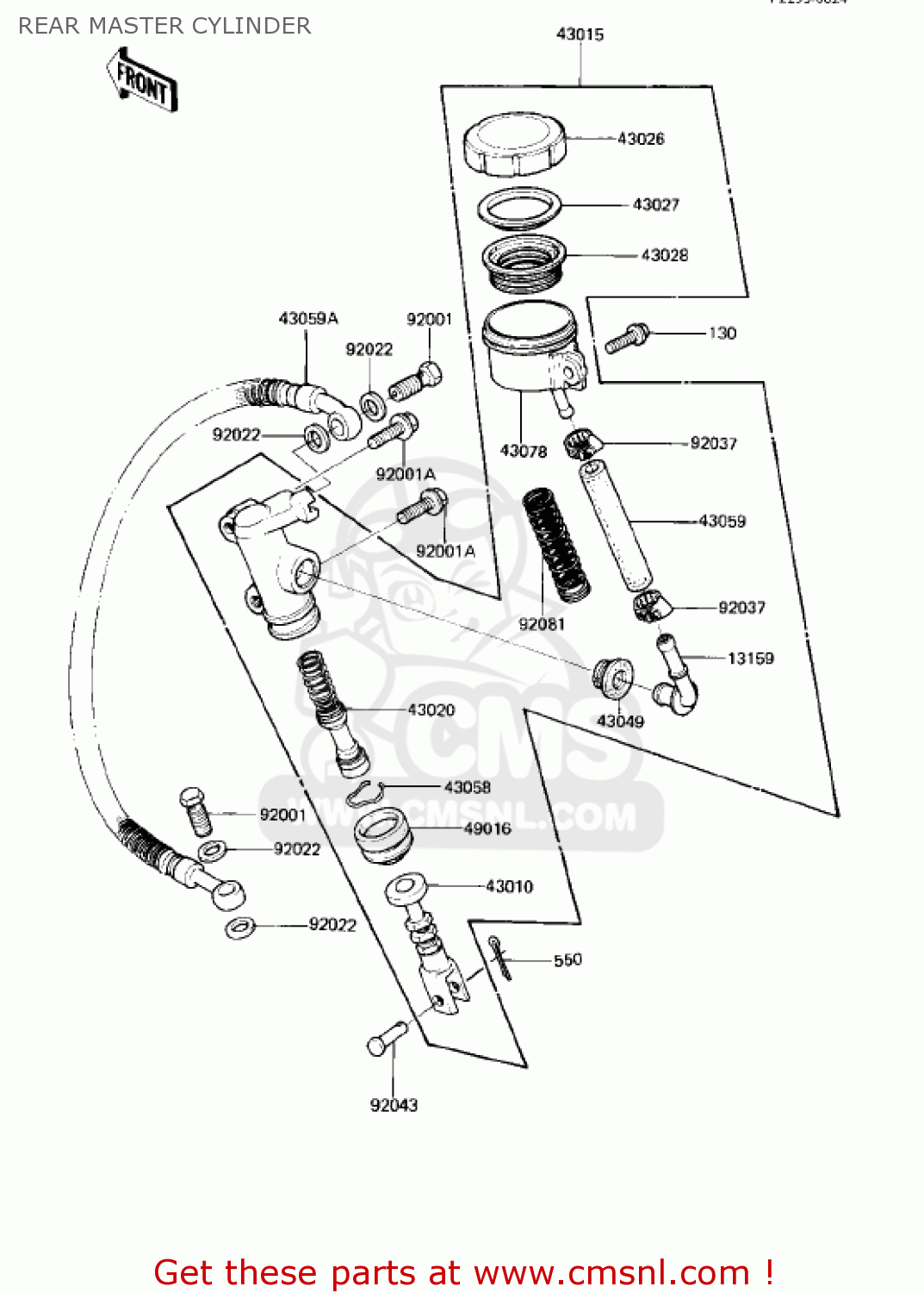 REAR MASTER CYLINDER KZ750R1 GPZ 1982 USA CANADA