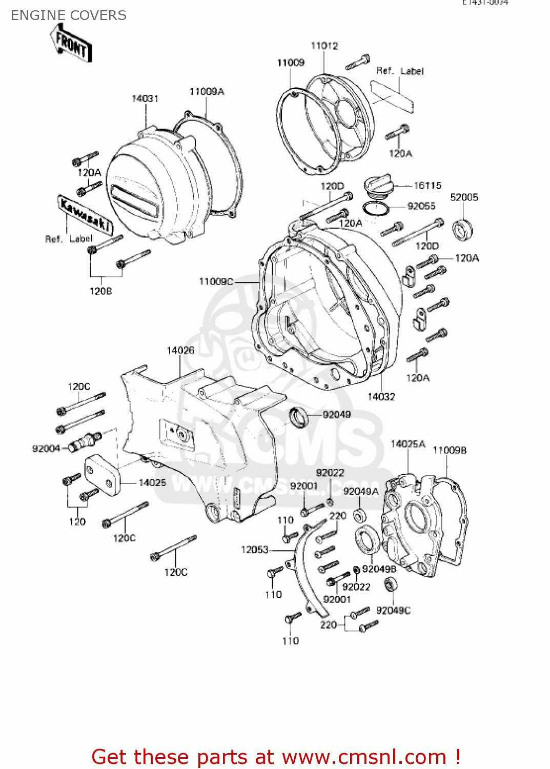 ENGINE COVERS KZ750R1 GPZ 1982 USA CANADA