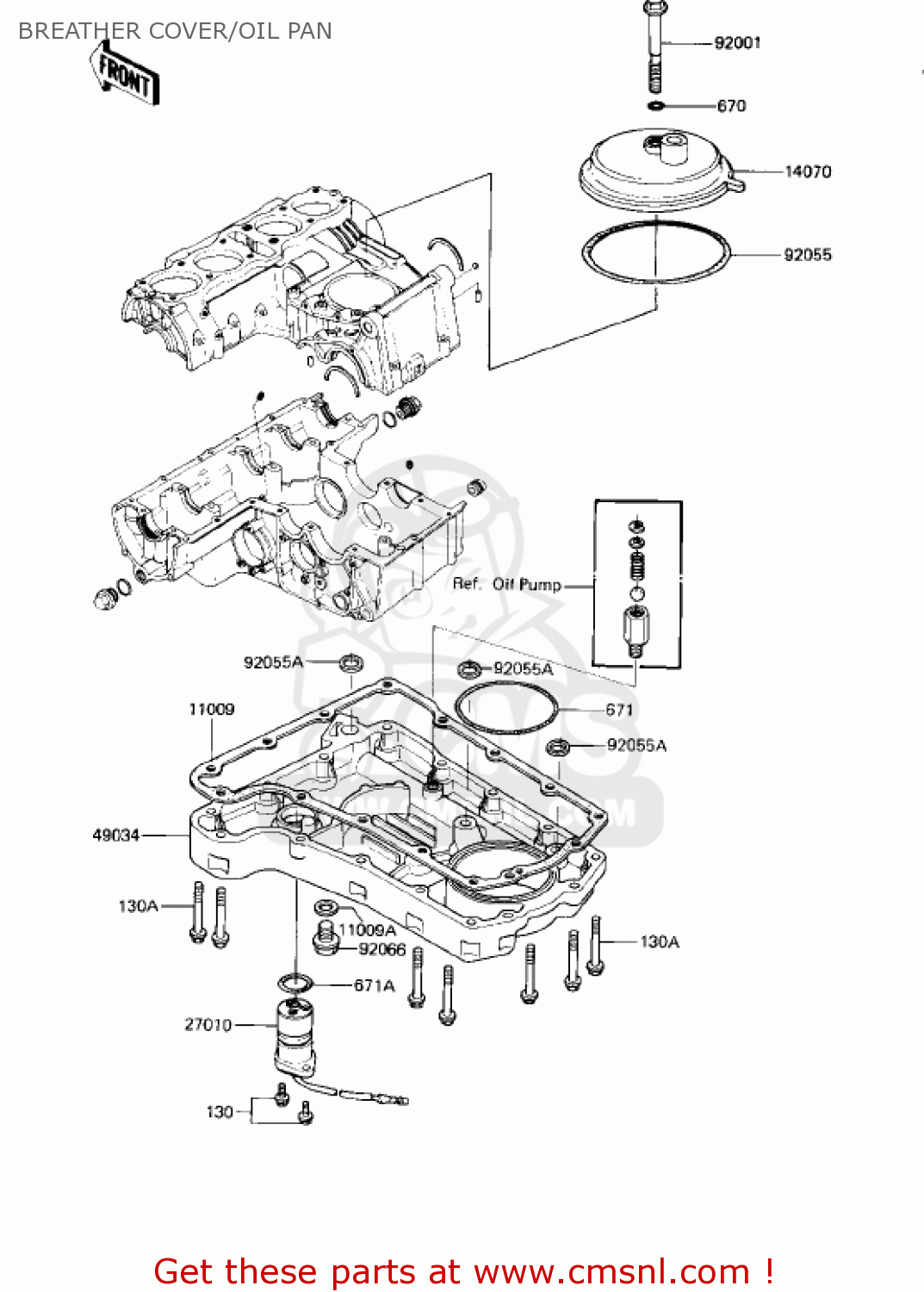 BREATHER COVER/OIL PAN KZ750R1 GPZ 1982 USA CANADA
