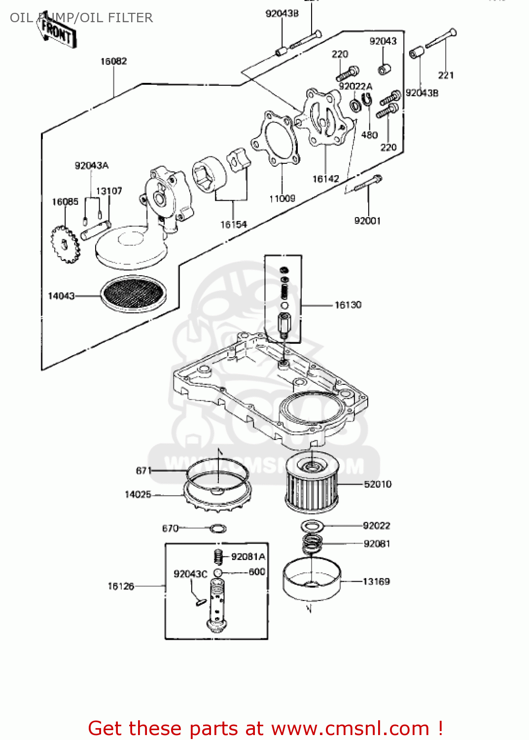 OIL PUMP/OIL FILTER KZ750R1 GPZ 1982 USA CANADA