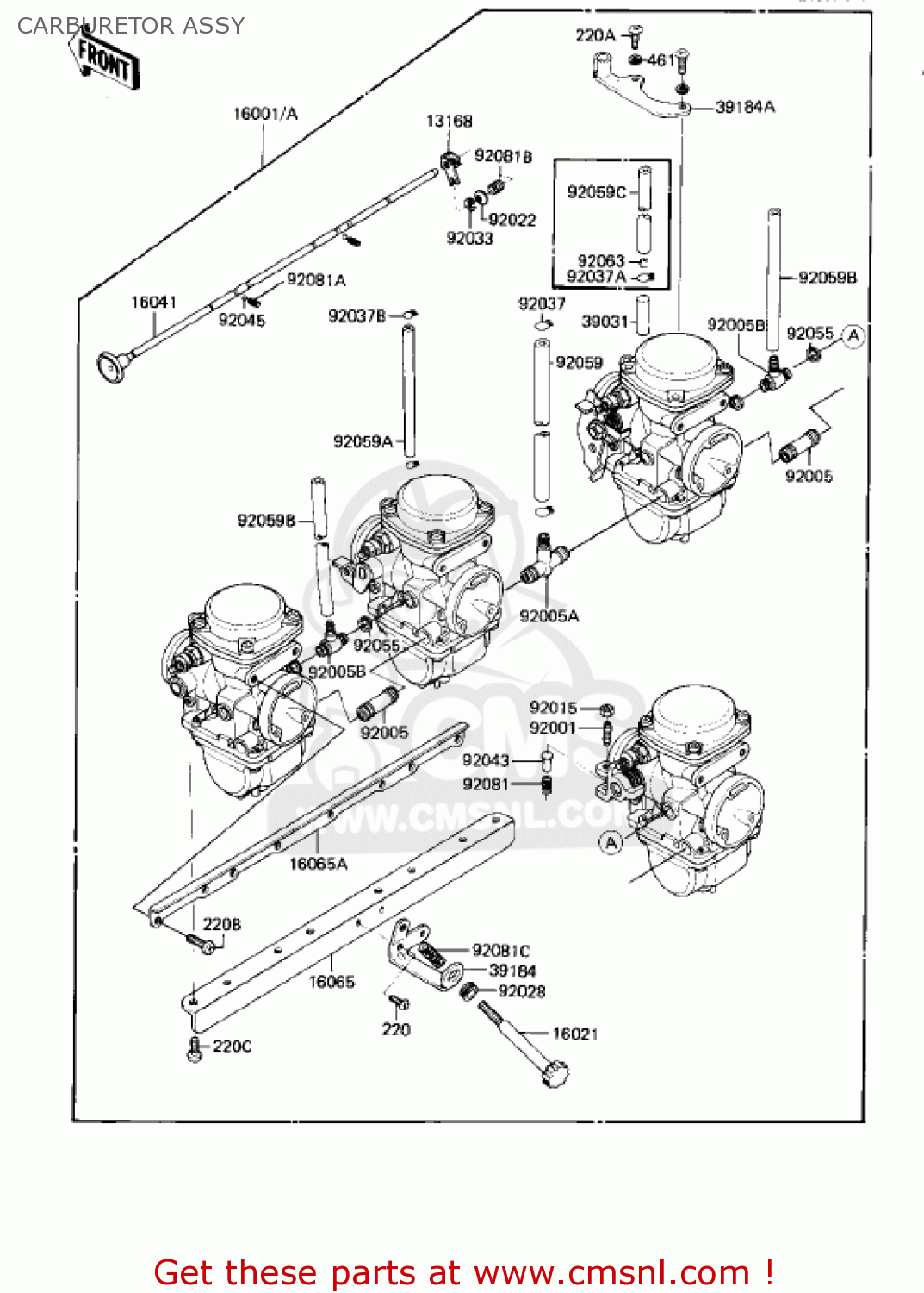 CARBURETOR ASSY KZ750R1 GPZ 1982 USA CANADA