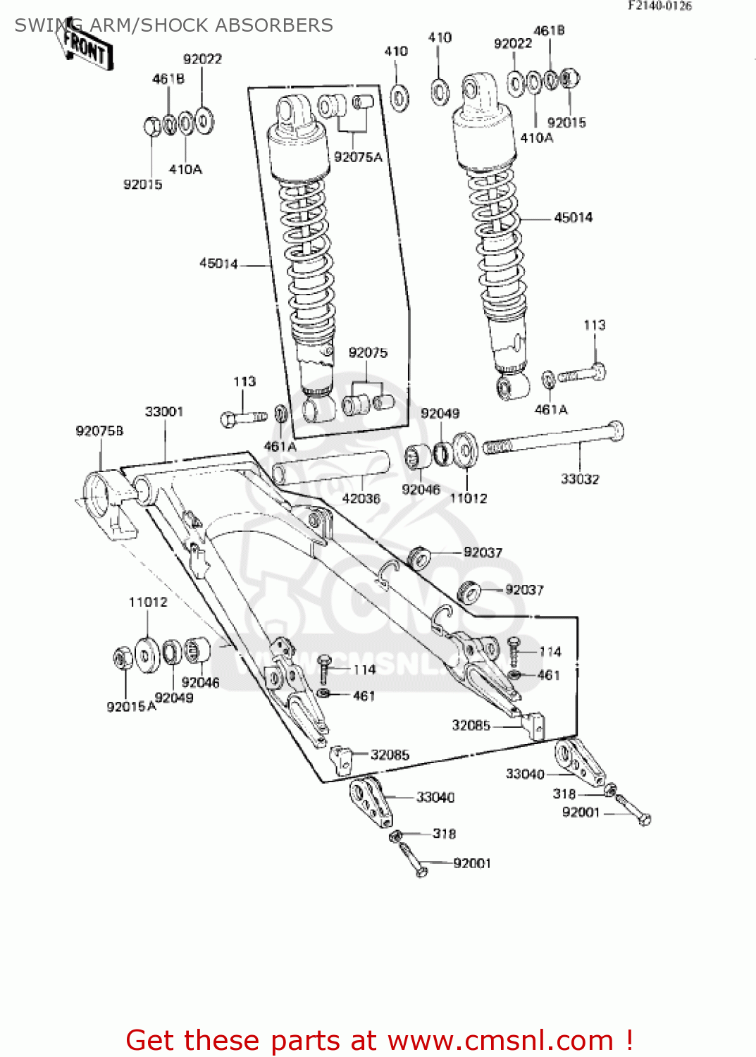 SWING ARM/SHOCK ABSORBERS KZ750R1 GPZ 1982 USA CANADA