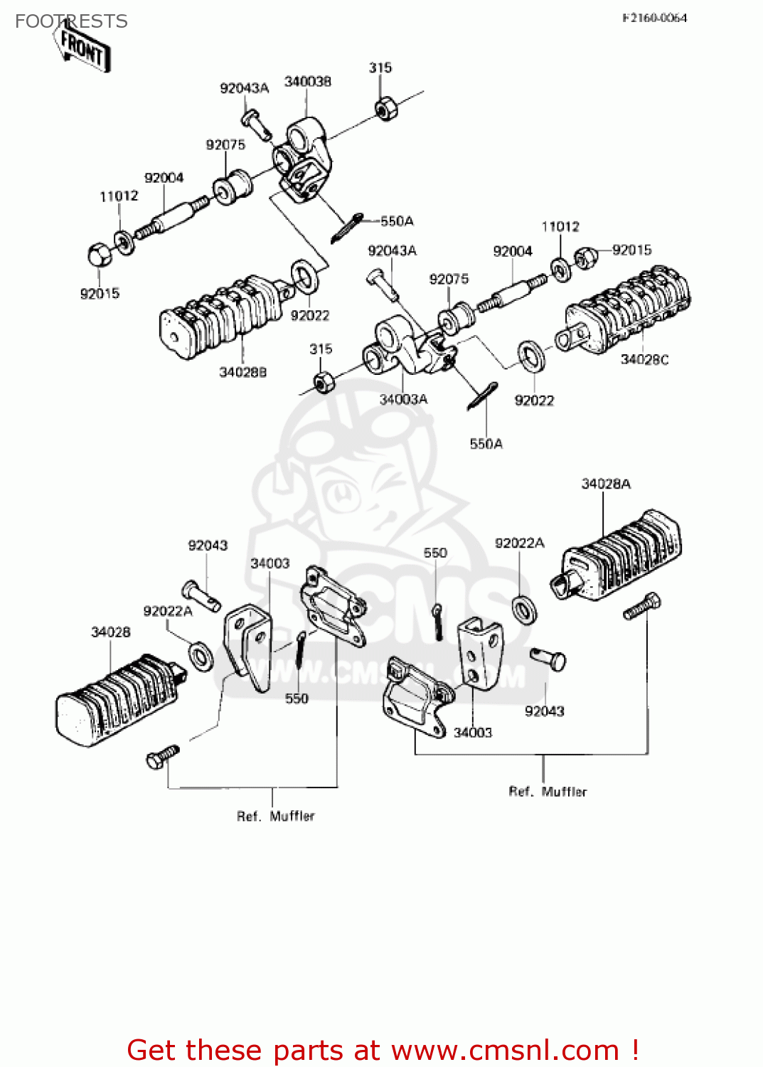 FOOTRESTS KZ750R1 GPZ 1982 USA CANADA