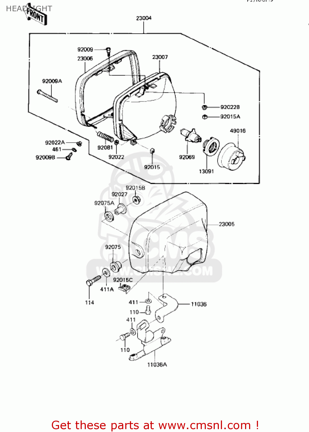 HEADLIGHT KZ750R1 GPZ 1982 USA CANADA
